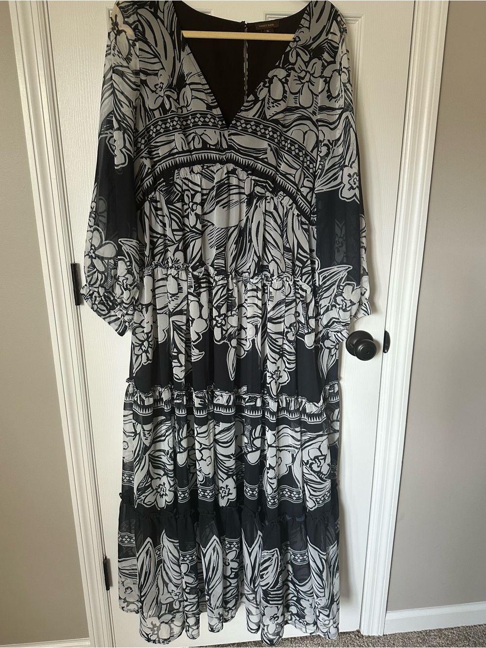Navy & Light Blue Floral V-Neck Maxi Dress by Vaneet Bahl for Anthropologie